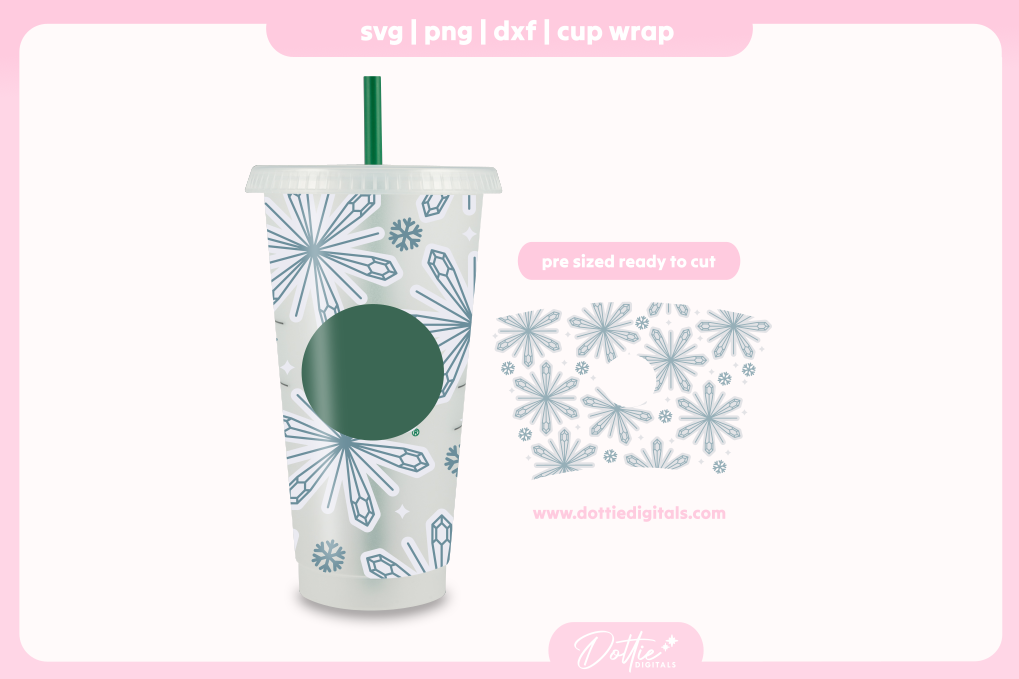 Diamond Snowflakes 24oz Starbucks Cold Cup SVG PNG