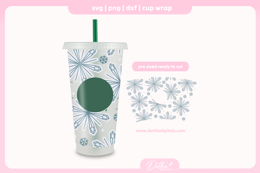 Diamond Snowflakes 24oz Starbucks Cold Cup SVG PNG