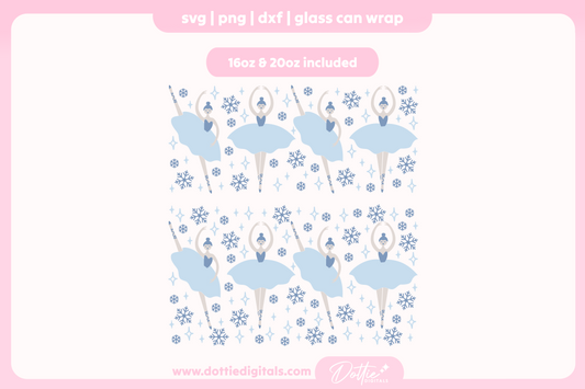 Nutcracker Snowflake Ballerinas 16oz & 20oz Libbey Glass Can Bundle SVG PNG