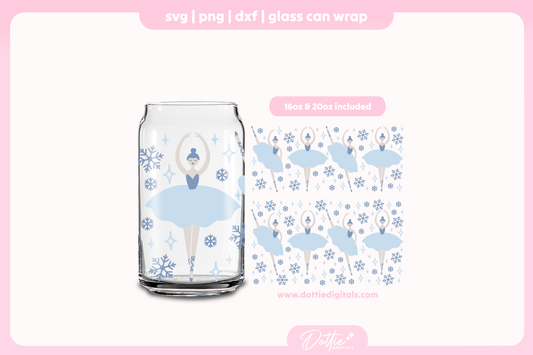 Nutcracker Snowflake Ballerinas 16oz & 20oz Libbey Glass Can Bundle SVG PNG