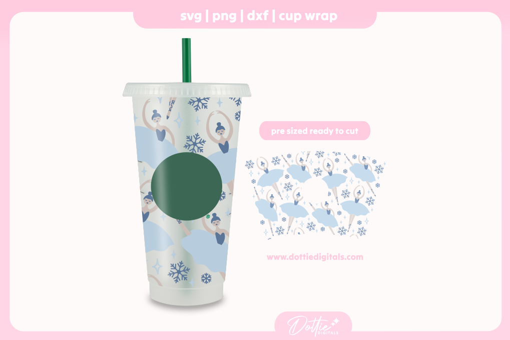 Nutcracker Snowflake Ballerinas 24oz Starbucks Cold Cup SVG PNG