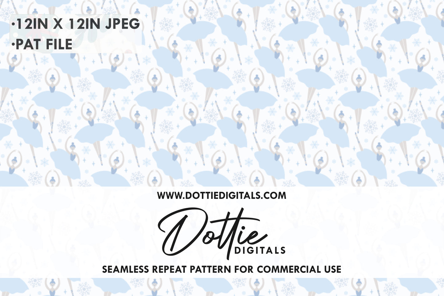 Snowflake Ballerinas Waltz Repeat Seamless Pattern