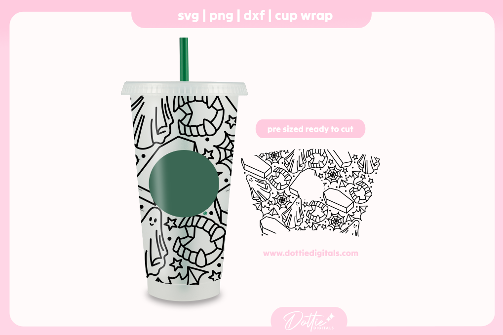 Spooky Halloween Season Halloween 24oz Starbucks Cold Cup SVG PNG