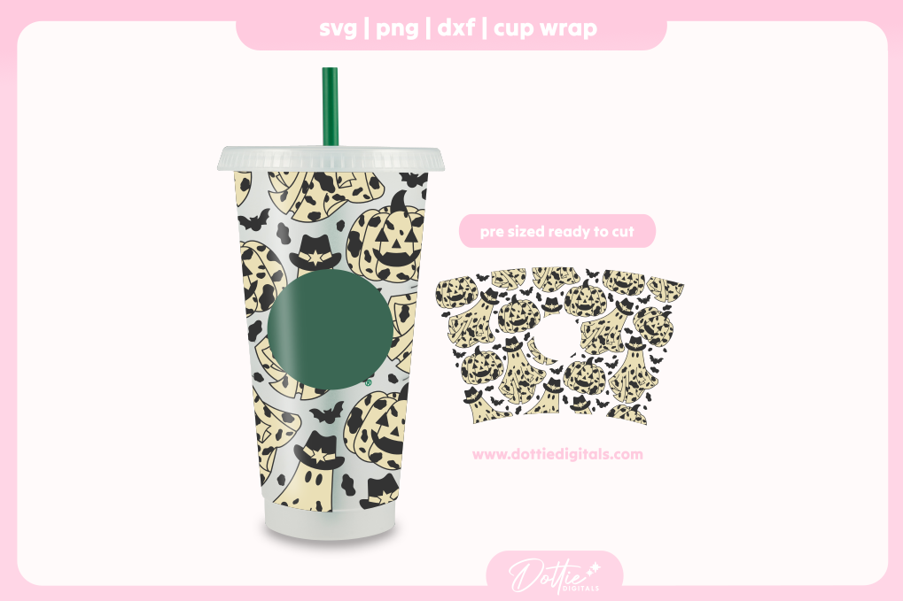 Halloween Spooky Cowboys 24oz Starbucks Cold Cup SVG PNG