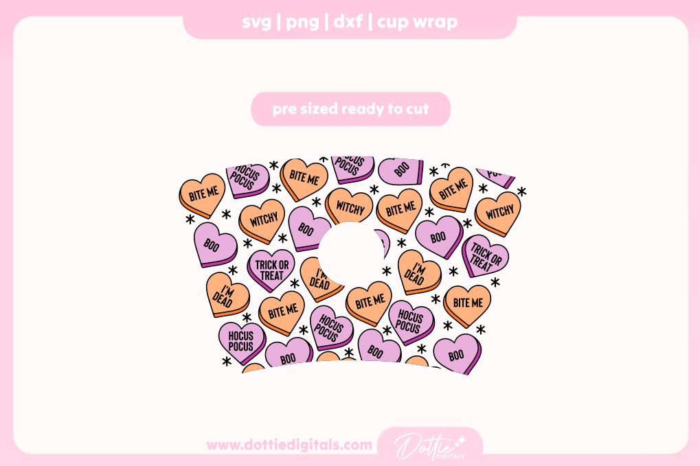 Halloween Spooky Love Hearts Halloween 24oz Starbucks Cold Cup SVG PNG