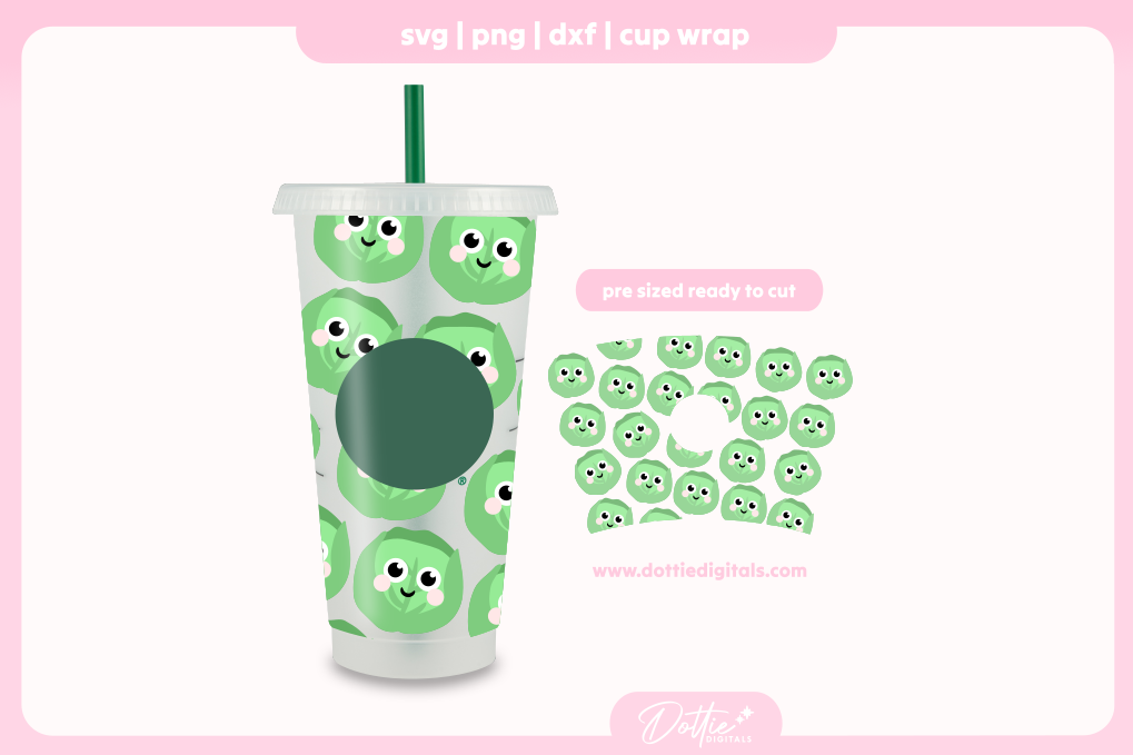 Cute Christmas Sprouts 24oz Starbucks Cold Cup SVG PNG