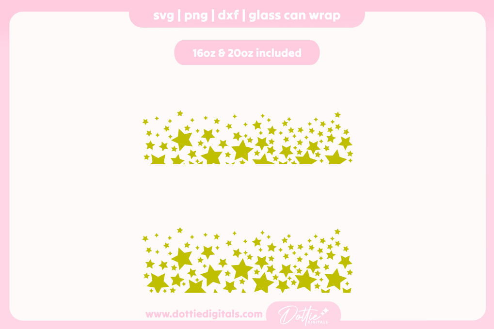 Sparkle Stars 16oz & 20oz Libbey Glass Can Bundle SVG PNG
