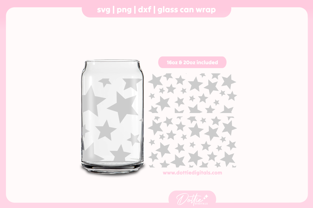 Stars 16oz & 20oz Libbey Glass Can Bundle SVG PNG