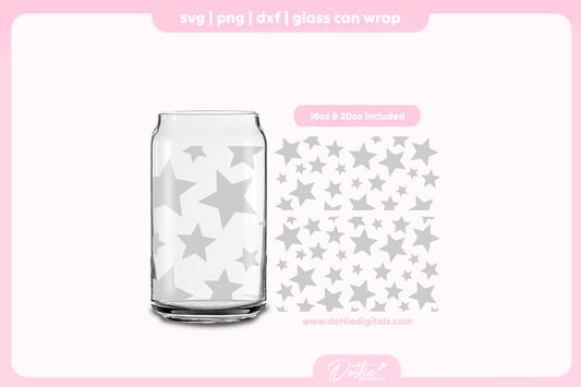 Stars 16oz & 20oz Libbey Glass Can Bundle SVG PNG