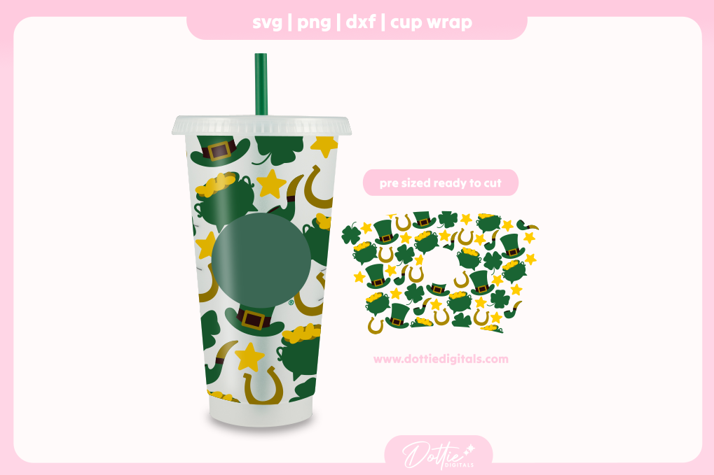 St Patrick's Day Pot Of Gold Ireland Irish 24oz Starbucks Cold Cup SVG PNG