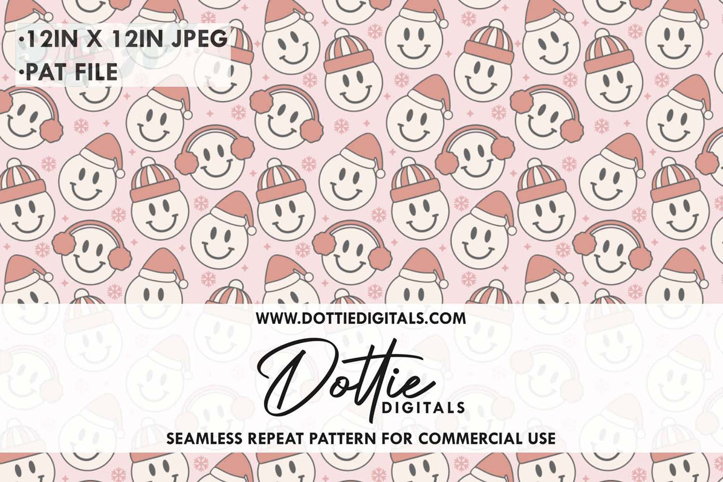 Santa Smiling Faces Repeat Seamless Pattern
