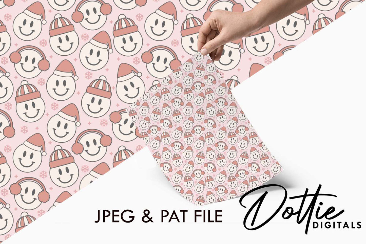 Santa Smiling Faces Repeat Seamless Pattern
