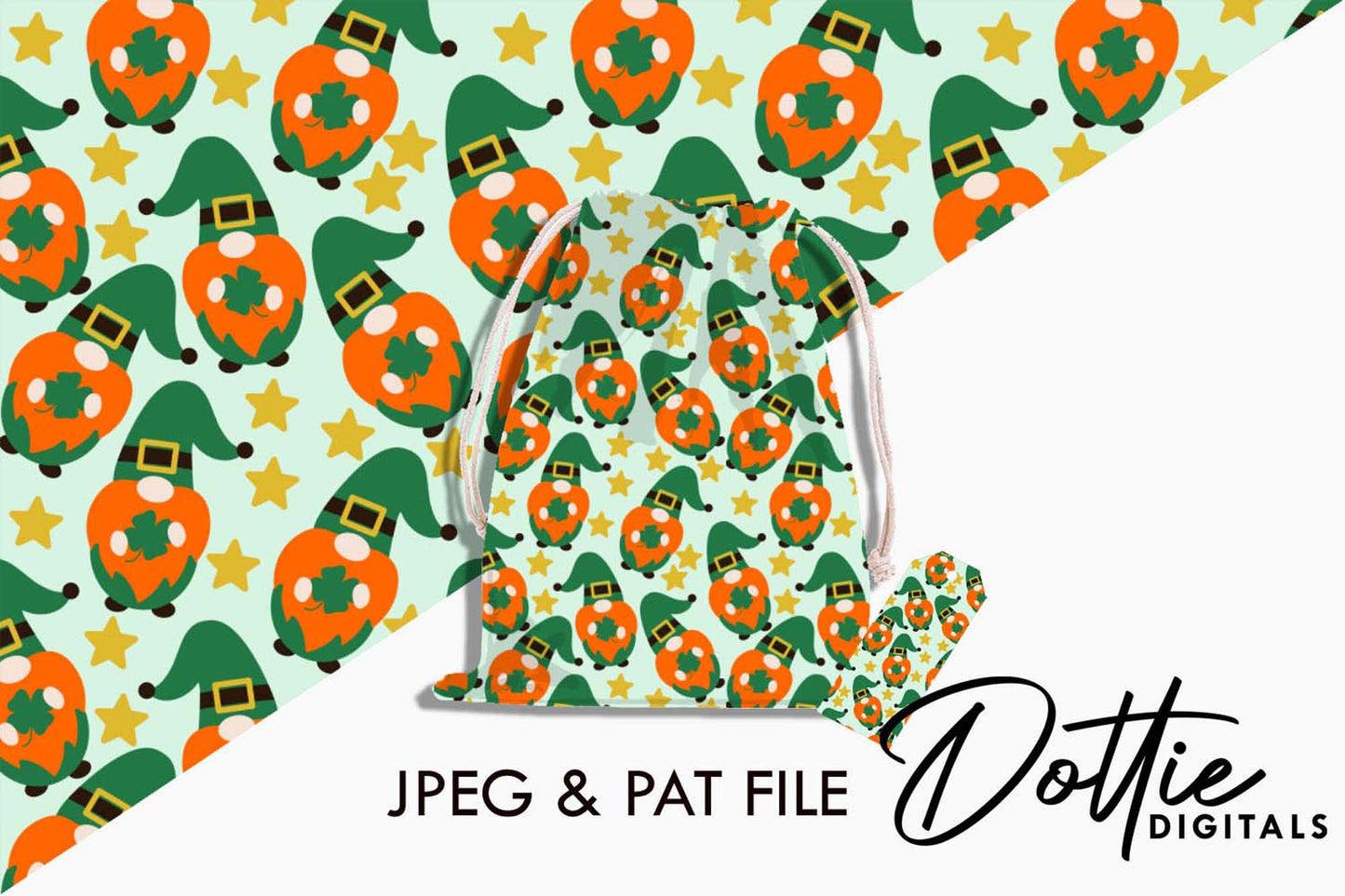 Shamrock Irish Gonk Repeat Seamless Pattern