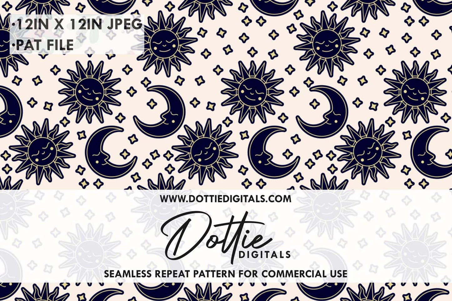 Sunshine And Moon Repeat Seamless Pattern