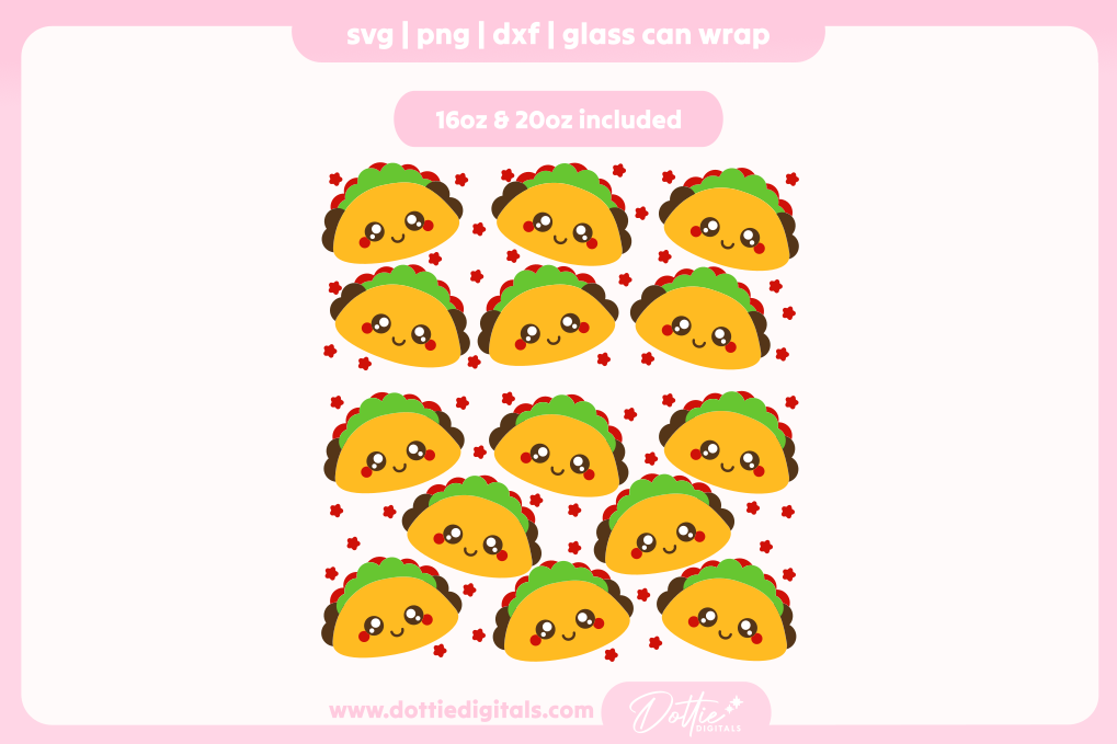 Happy Tacos 16oz & 20oz Libbey Glass Can Bundle SVG PNG