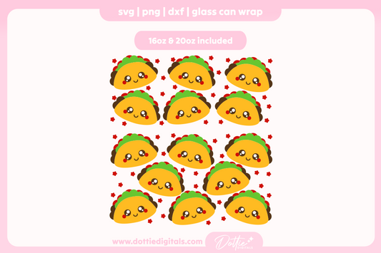 Happy Tacos 16oz & 20oz Libbey Glass Can Bundle SVG PNG