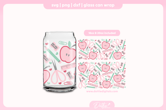 Cute Teacher 16oz & 20oz Libbey Glass Can Bundle SVG PNG