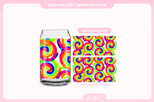 Tie Dye Pattern 16oz & 20oz Libbey Glass Can Bundle SVG PNG