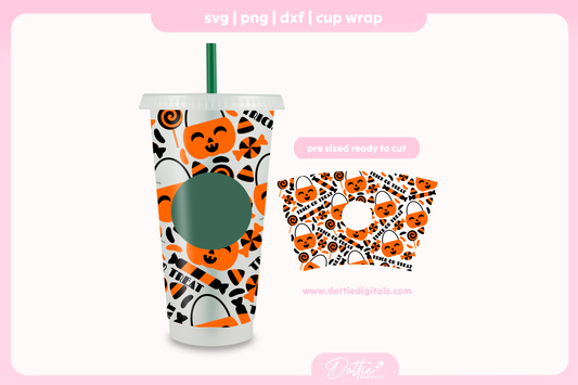 Trick or Treat Skulls Halloween 24oz Starbucks Cold Cup SVG PNG