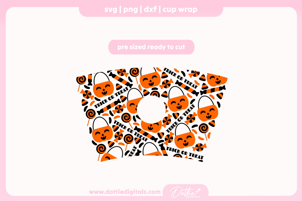 Trick or Treat Skulls Halloween 24oz Starbucks Cold Cup SVG PNG