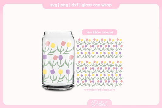 Tulips 16oz & 20oz Libbey Glass Can Bundle SVG PNG