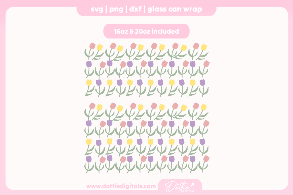 Tulips 16oz & 20oz Libbey Glass Can Bundle SVG PNG