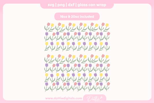 Tulips 16oz & 20oz Libbey Glass Can Bundle SVG PNG