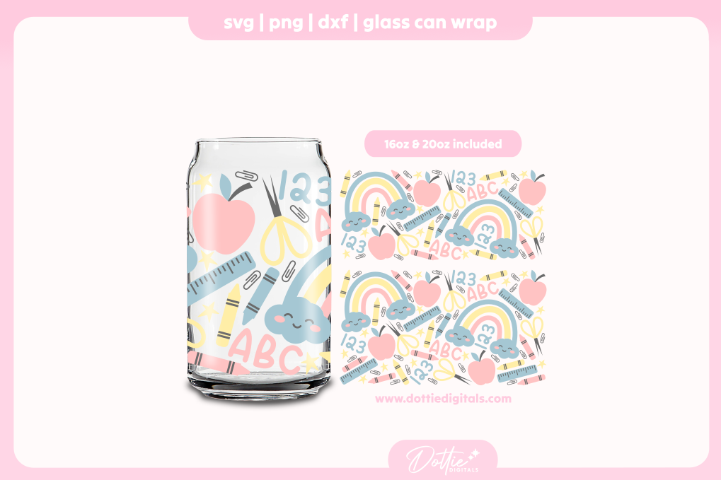School Teacher 16oz & 20oz Libbey Glass Can Bundle SVG PNG