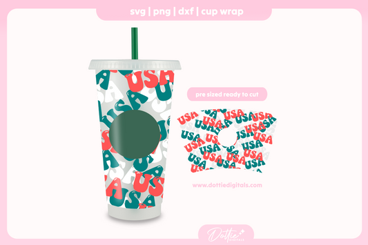USA America 4th of July Independence Day 24oz Starbucks Cold Cup SVG PNG