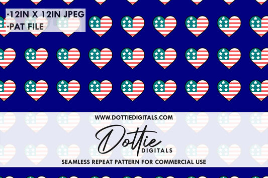 USA Flag Hearts Repeat Seamless Pattern