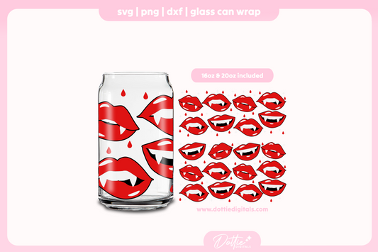 Halloween Vampire Teeth 16oz & 20oz Libbey Glass Can Bundle SVG PNG