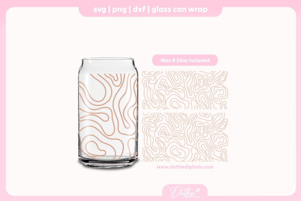Wavy Swirls Pattern 16oz & 20oz Libbey Glass Can Bundle SVG PNG