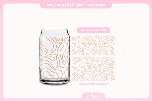 Wavy Swirls Pattern 16oz & 20oz Libbey Glass Can Bundle SVG PNG