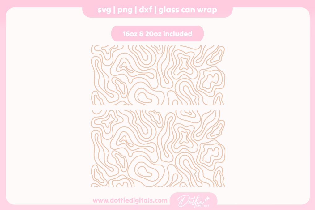 Wavy Swirls Pattern 16oz & 20oz Libbey Glass Can Bundle SVG PNG