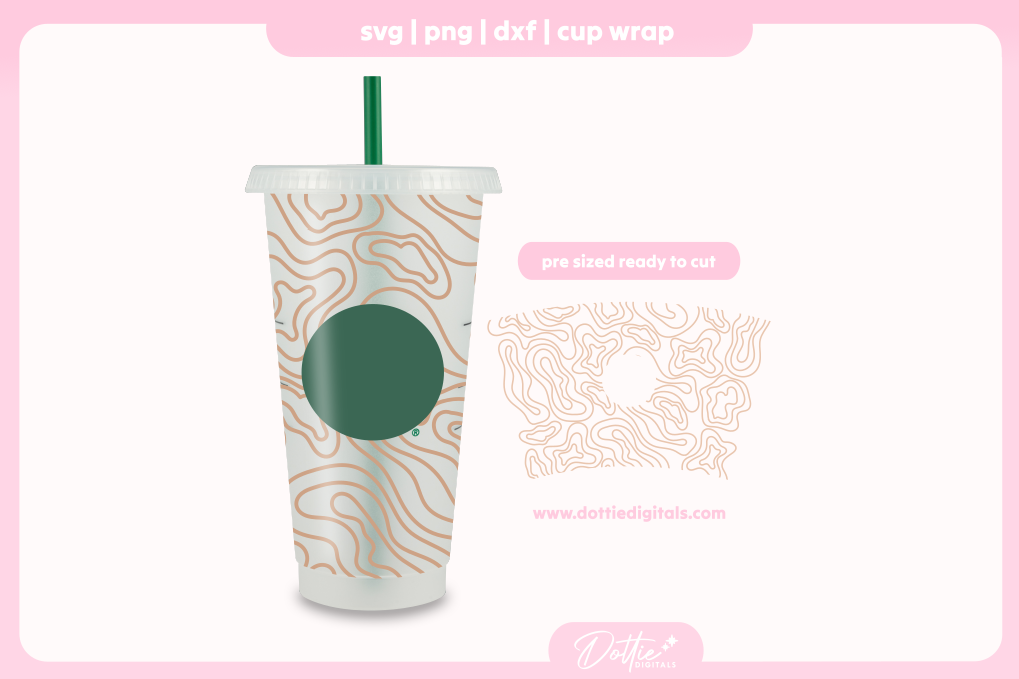 Wavy Swirls Design 24oz Starbucks Cold Cup SVG PNG