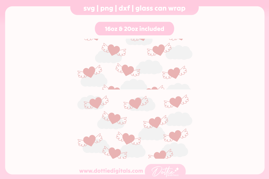 Wings Of Love 16oz & 20oz Libbey Glass Can Bundle SVG PNG