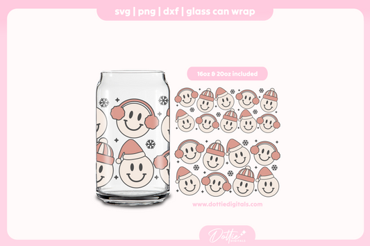 Winter Faces 16oz & 20oz Libbey Glass Can Bundle SVG PNG