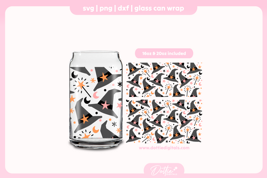 Witch's Hat Halloween 16oz & 20oz Libbey Glass Can Bundle SVG PNG