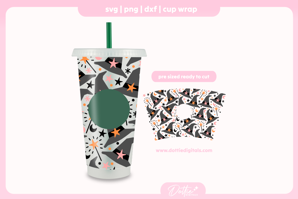 Witch's Hat Halloween 24oz Starbucks Cold Cup SVG PNG