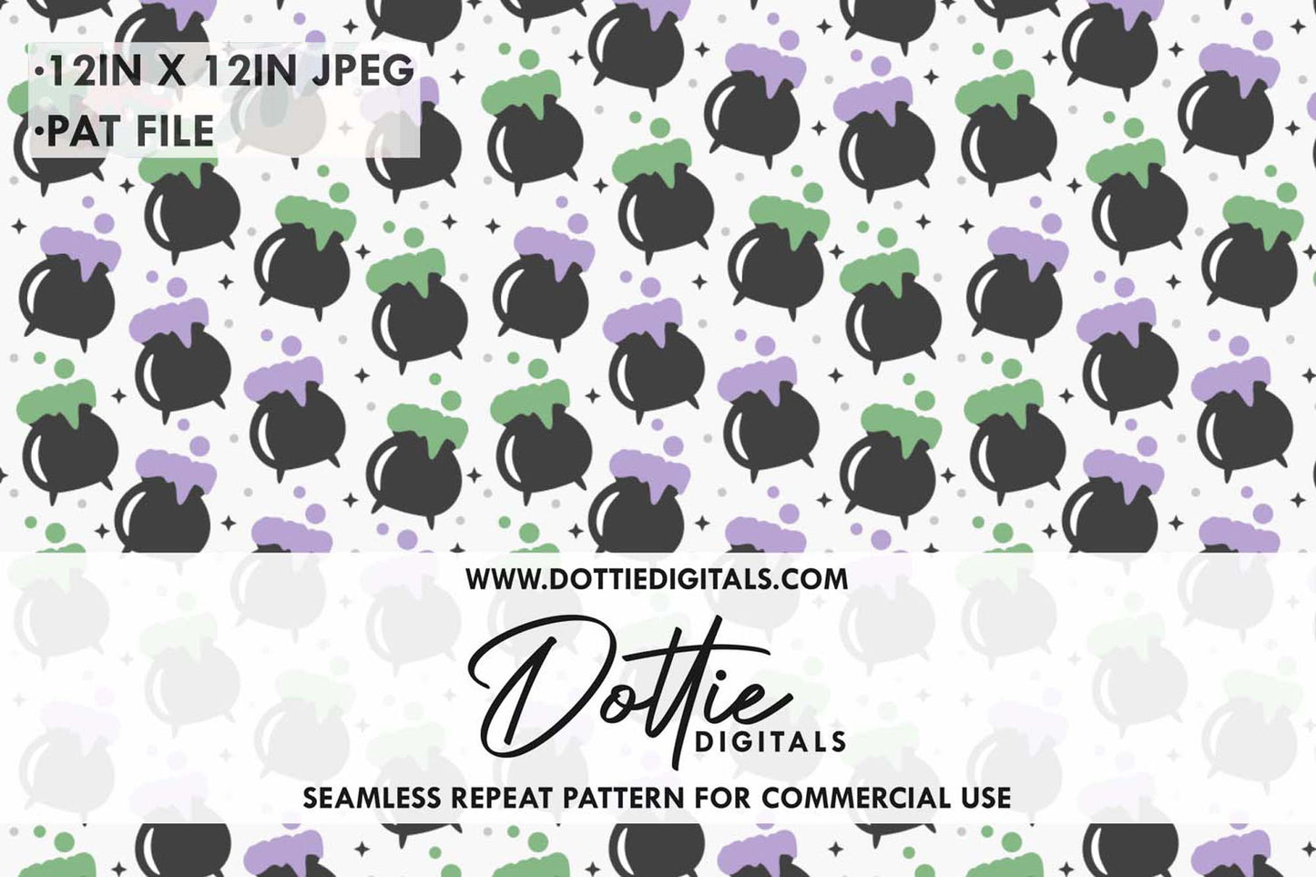 Witch's Cauldrons Repeat Seamless Pattern