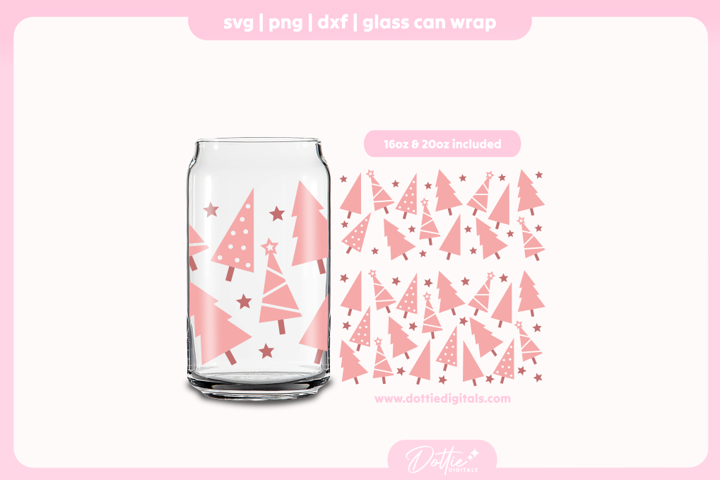 Christmas Trees 16oz & 20oz Libbey Glass Can Bundle SVG PNG