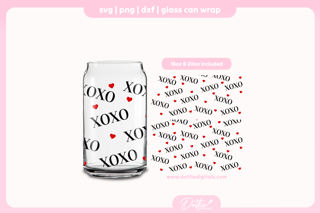 Chic XOXO 16oz & 20oz Libbey Glass Can Bundle SVG PNG