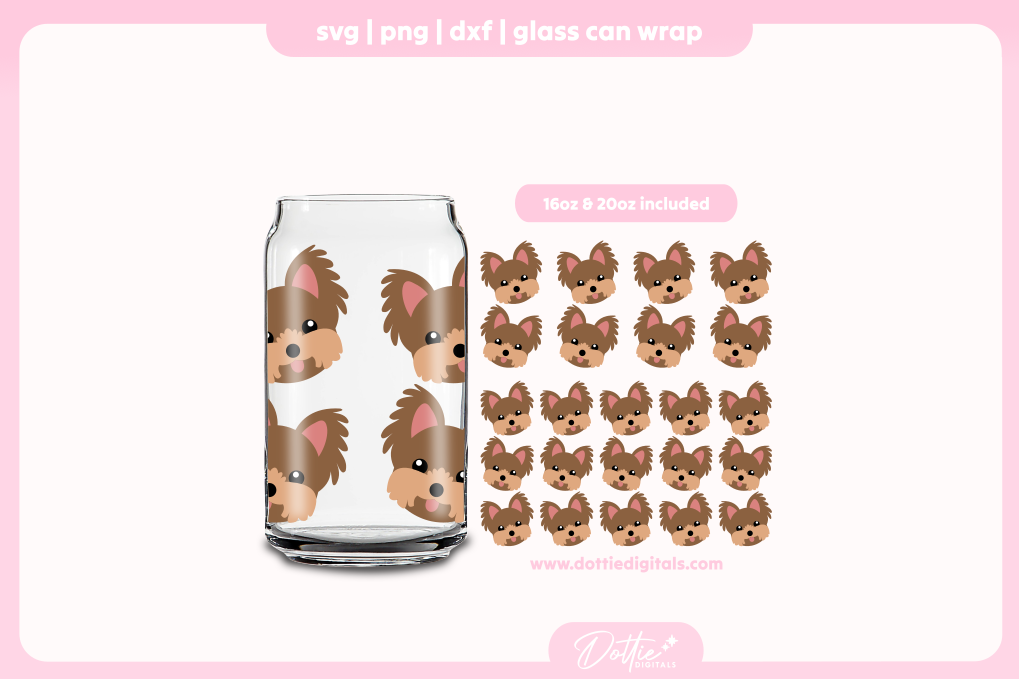Yorkie 16oz & 20oz Libbey Glass Can Bundle SVG PNG