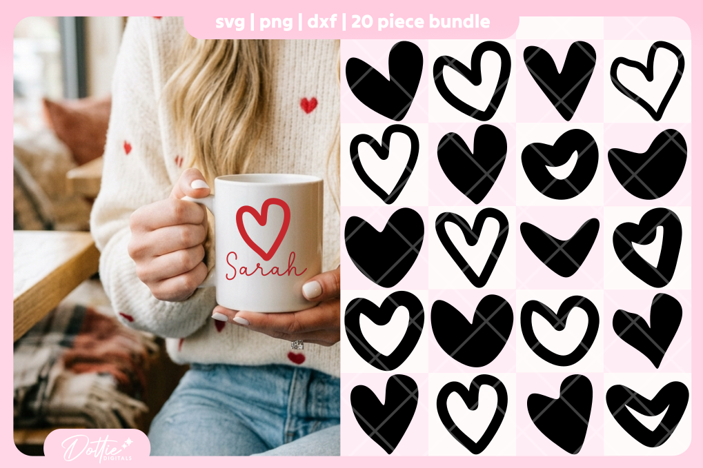 Abstract Hearts Bundle 20 SVGs PNGs