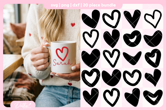 Abstract Hearts Bundle 20 SVGs PNGs