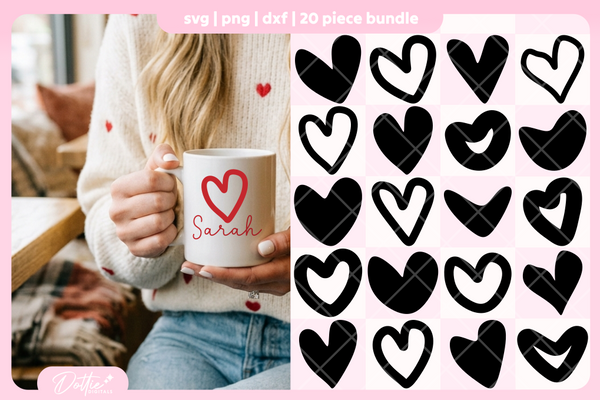 Abstract Hearts Bundle 20 SVGs PNGs