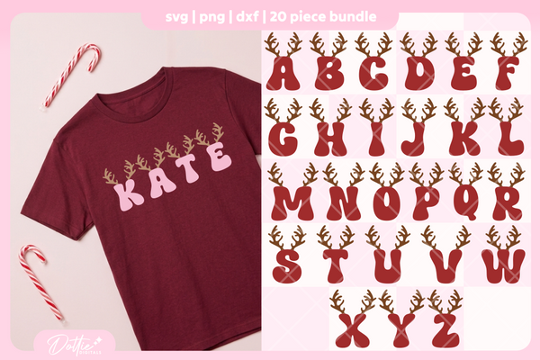 Antler Alphabet Bundle 26 SVGs PNGs