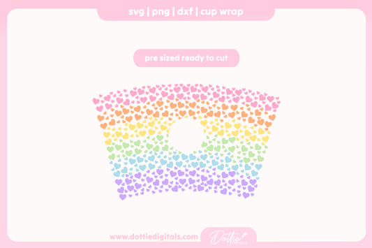 Rainbow Hearts Gay Pride LGBTQ 24oz Starbucks Cold Cup SVG PNG