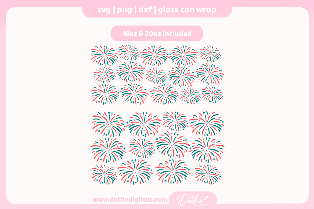 Fireworks 16oz & 20oz Libbey Glass Can Bundle SVG PNG