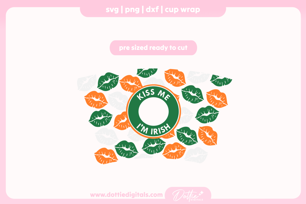 Irish Kisses St Patrick's Day Lips 24oz Starbucks Cold Cup SVG PNG